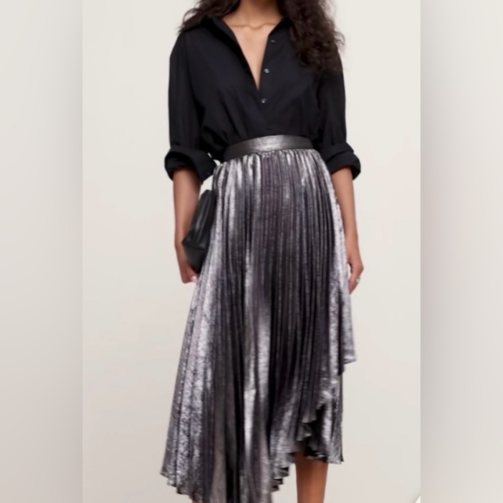 Ralph Lauren Black and Silver Midi Skirt